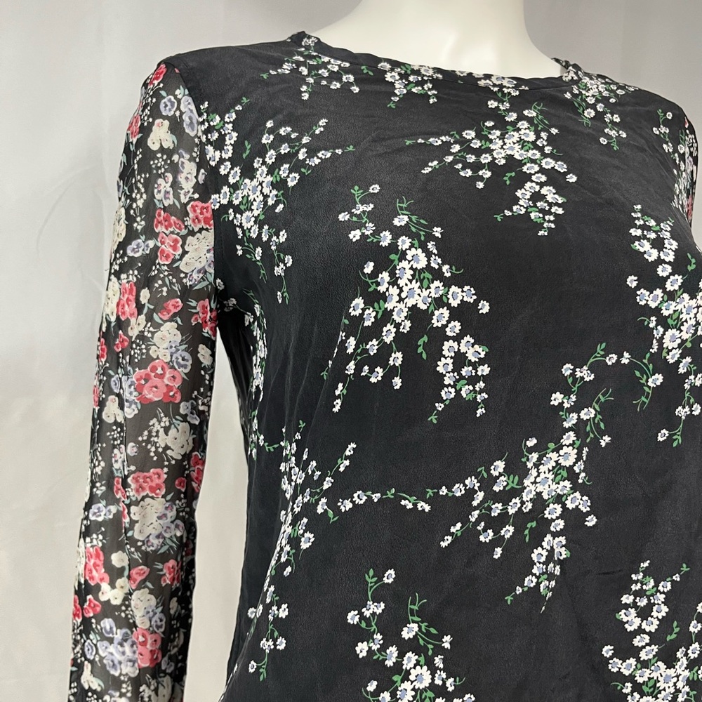 Equipment Black Floral 100% Silk Blouse - "Liam" - Size XS - Casual & Romantic